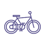 An illustrated icon of a bike that represents the bike racks that are available at the fully serviced business centre Chelsea.